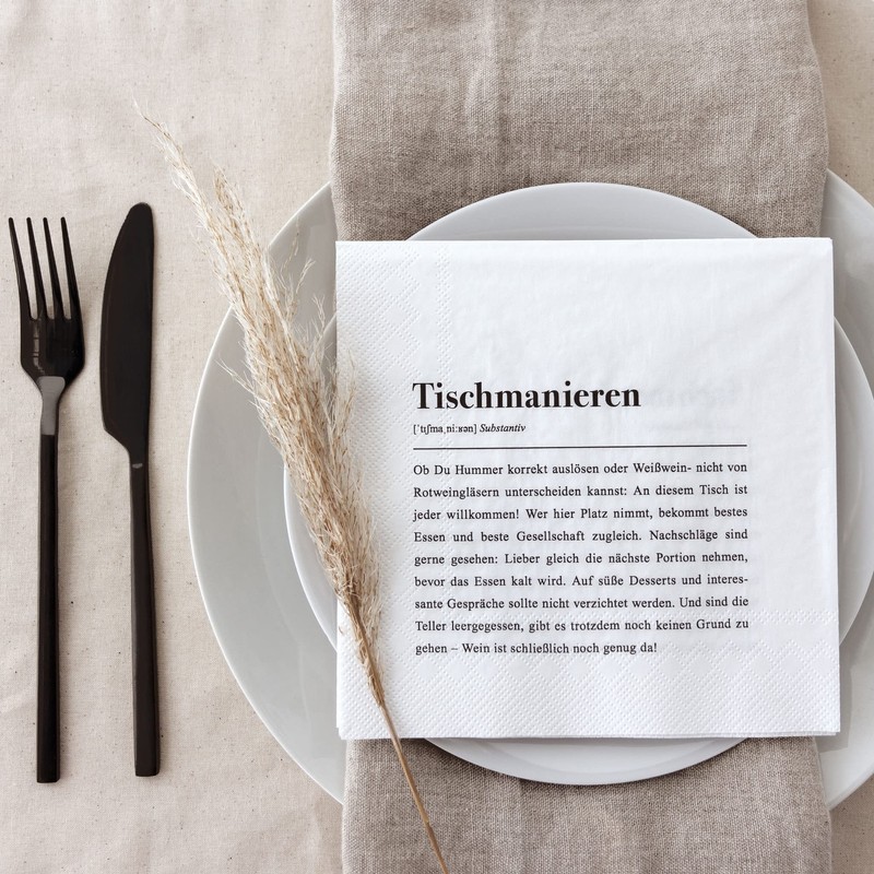 Papier Servietten: Tischmanieren Definition - 20 Stück