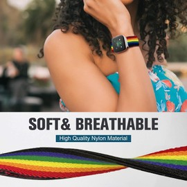 Compatible with Faweio Smartwatch Bands,Lamshaw Stretch Elastics Nylon Adjustable Replacement Strap Accessories for Men & Women Compatible for Faweio IDW13/IDW16/IDW17/IDW19/IDW21/IDW26/Smartwatch (Dark rainbow)