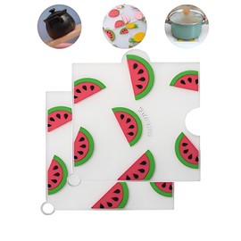 MAOYONG Cute Silicone Trivets Mats for Hot Dishes - 2 Pack 6 inch Silicone Pot Holders Hot Pads for Kitchen, Silicone Mats for Kitchen Counter, Kitchen Accessories（Watermelon）