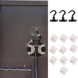 BUYBAR Power Cord Organizer + 13pack Sticky Self Adhesive Wall Hooks+Magnetic Hooks for Traeger Pellet Grill Smoker Accessories for Kitchen Bathroom