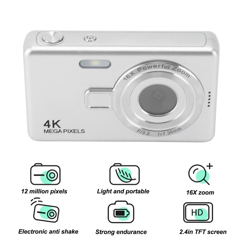 Digital Camera, 12MP 1080P, 16X Digital Zoom, Auto Focus, Vedio