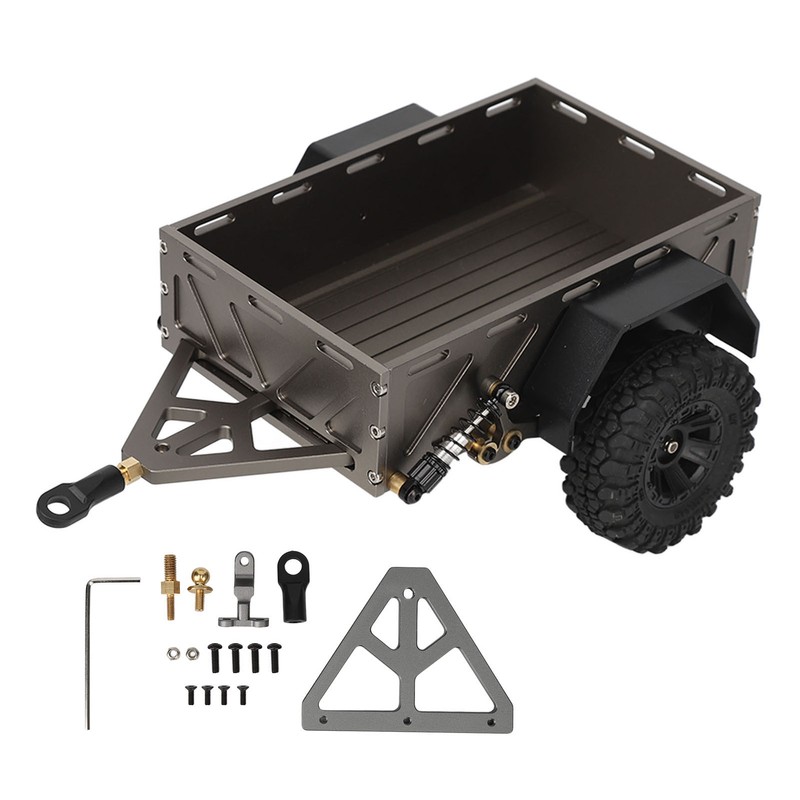 RC Car Hitch Trailer Aluminum Alloy Antislip Rubber Tire Rustproof