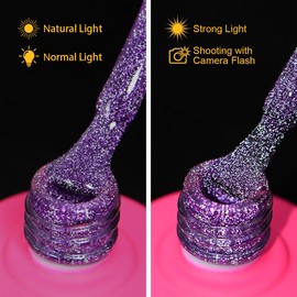 CHILLICATTY Diamond Glitter Gel Nail Polish 1 Pcs 15ml (0.51 fl oz), HEMA HPMA & TPO-Free, Pro Formula Purple gel polish Soak Off UV Nail lamp Salon-Quality Wear Ideal for DIY at home & Nail Salon