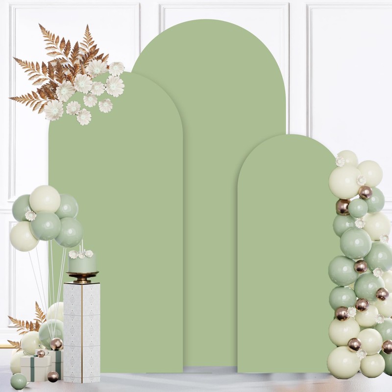 MODFUNS Sage Green Arch Cover 6&6.6&7.2ft Spandex Arch Backdrop Cover