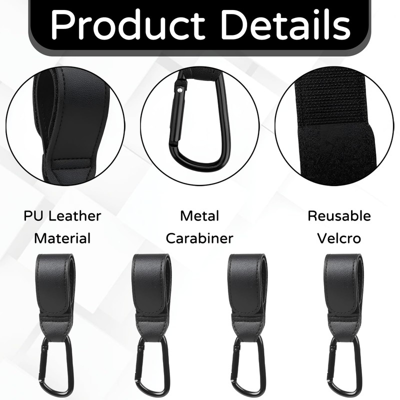 Pack of 4 Pram Hooks, Bag Hooks, Pram Hooks, Pram