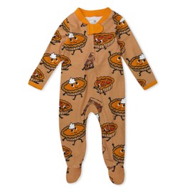 HonestBaby Sleep and Play Footed Holiday Pajamas One-Piece Sleeper Zip-Front Organic Cotton Pjs Baby Boys, Girls, Unisex, Pie Party, 0-3 Months