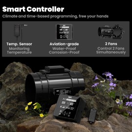 AITECAC 8″ Duct Fan 830CFM Ventilation Exhaust Fan Temperature - Humidity Adjust