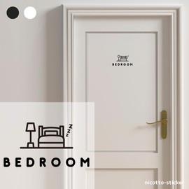 [nicotto] BEDROOM Room Sign Door Sticker, Bedroom, Bedroom, Sticker, Stylish, Cute, Cut, Cutting Sheet, 2.8 x 5.3 inches (7 x 13.5 cm), Indoor and Outdoor (Black)