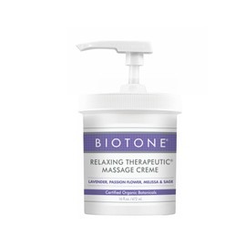 BIOTONE Relaxing Therapeutic Massage Crème, Soothes Skin, Promotes Relaxation, Lavender and Organic Botanicals, Versatile, Optimum Workability (16 Oz)