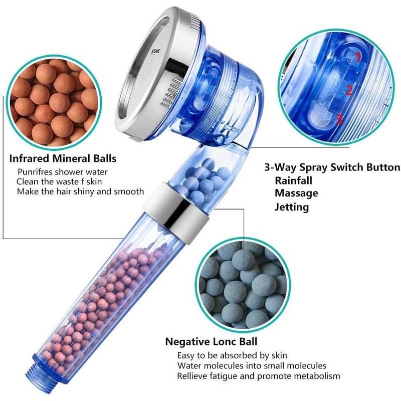 Nosame Shower Head Filter High Pressure Water Saving Adjustable 3