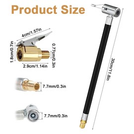 Valve Extension Set, 2 Pieces 30 cm Tyre Inflator Hose with 2 Pieces 8 mm Car Valve Lever Connector Tyre Inflator Hose Car Valve Adapter Hose for Tyre Inflator for Car Bicycle Motorcycle Compressor
