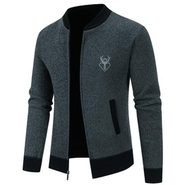 Mylldey Mens Casual Full Zip Cardigan Sweaters Cable Knit Jacket Sweater Men, US Size(Darkgrey-XL)