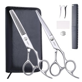 JPBFY Haircut Set (Scissors & Shears Set) (Fully Supervised by Active Stylists, Durable Steel, Low Padding Ratio 15%, 8 Pieces, Japanese Instruction Manual Included) Hair Cutting Scissors, Self-Cut
