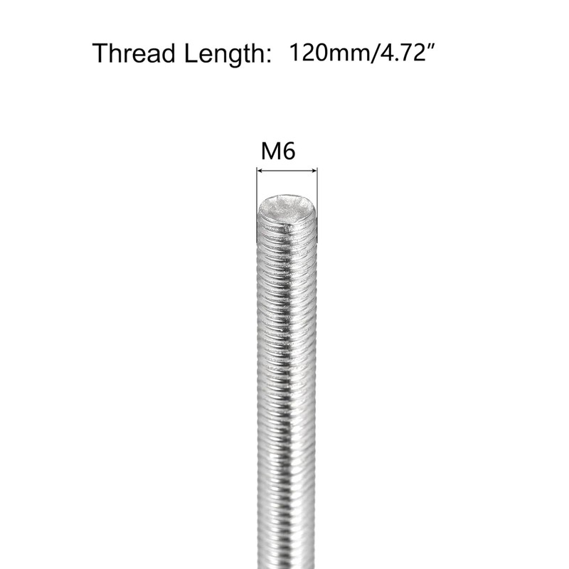 TOP-VIGOR 10Pcs M6 x 120mm Fully Threaded Rod, 304 Stainless