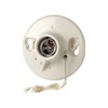 Leviton One-Piece Glazed Porcelain Outlet Box Mount, Incandescent Lampholder, Pull