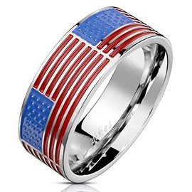 Disenchanted Jewelry United States Star Spangled Banner American Flag Stainless Steel Ring (11)