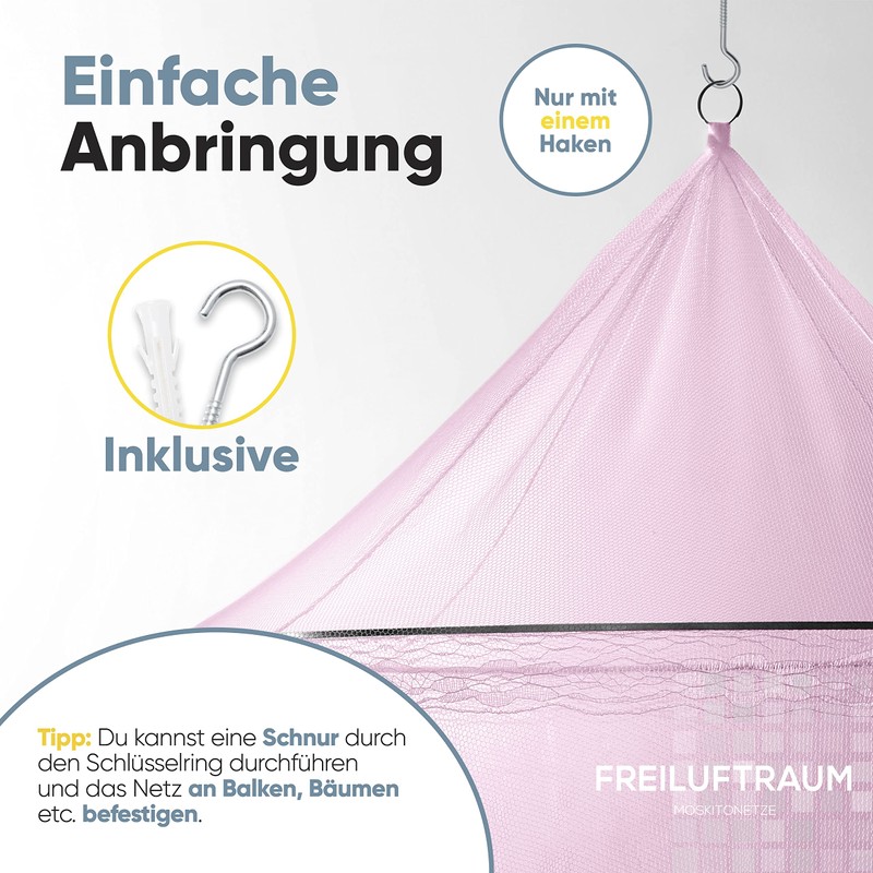 Mosquito Nets for Cots, Single, Double (Round Single, Pink)