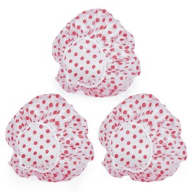 3PCS Shower Caps, Elastic Reusable Waterproof Plastic Shower Cap for Women Ladies Spa Salon Red