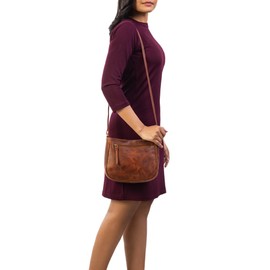 Stilord 'Samira' Handbag, Made of Leather, Women Shoulder Bag, Vintage, Evening Bag, Elegant Genuine Leather Bag, Porto - Cognac