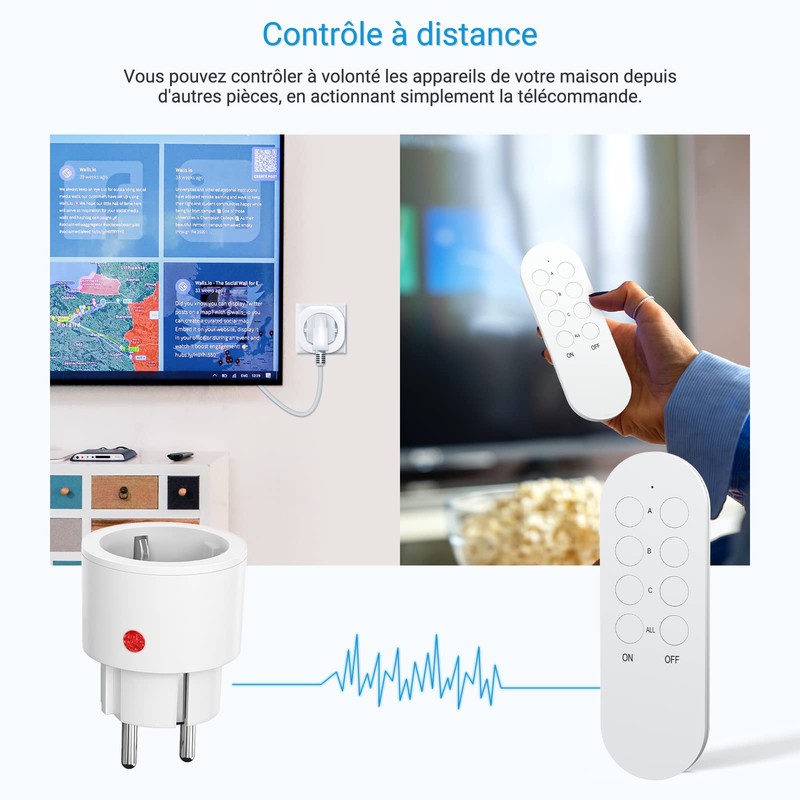 SURNICE Radio Socket with Remote Control, 2300 W 4 Socket