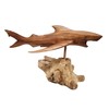 Shark LG Hand Carved Wood MACO Shark on Wood Coral