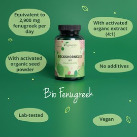 Vegavero Vegavero Organic Fenugreek High Strength 2900 mg | Lactation Supplement | 4:1 Extract and Powder | 120 Capsules | Vegan