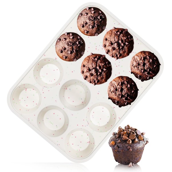 Fimary Muffin Pan - 12 Cups Silicone Muffin Pan Non-Stick