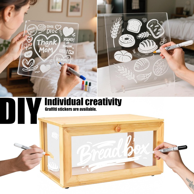 ETMI Bamboo Bread Box for Kitchen Countertop Pastry Display case