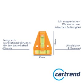 cartrend Caravan Mini Spirit Level Horizontal and Vertical Levels with Installation Holes Camping Accessories Caravan Motorhome Caravan Accessories Orange