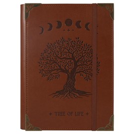 TIEFOSSI A5 Ring Binder with 6 Rings Diary for Women and Men, Hardcover Notebook Made of PU Leather, Vintage Tree Notebooks, College Ruling for School, Work, Travel & Organization