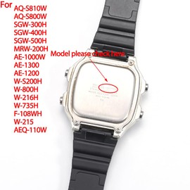 MCXGL Resin Strap Compatible with Casio F108WH AE1200WH A158WA W800H A168WA W-218H AE-1300WH Replacement Watch Band Waterproof Bracelet (Black silver buckle)