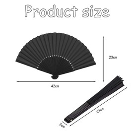 AYNKH 4 Stück Handfächer Schwarze Faltfächer, Elegante Chinesische Fächer Schwarz für Damen, Tragbarer Faltbarer Klappfächer Fecher für Reisen Hochzeit Haus Dekorationen Sommer Party