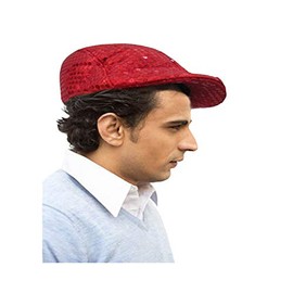 Dress Up America Sequin Newsboy Flat Cap - Cabbie Hat for Men - One Size Fits Most - Red