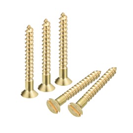 sourcing map Brass Wood Screws, 40Pcs M3 x 25mm Slotted Drive Flat Head Self Tapping Screw Countersunk for Woodworking Furniture
