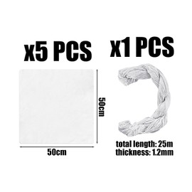 5 Pieces Filter Cloth, 1 Piece Cotton Thread, Coarse Cotton Cloth for Filtering, Fine Grain Hengship Cloth, Coarse Cotton Cloth for Cooking, Cheese Cloth Filter for Kitchen