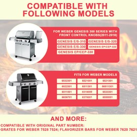 Genesis E310 Grill Grates & 7620 Flavorizer Bars for Weber Genesis 300 Series (2011-2016), Genesis E330 E320 E310 S310 S320 S330 EP/CEP310 EP/CEP320 EP/CEP330 Grill Parts with Front-Mounted Control