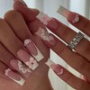 Jremg White French Tip Press on Nails Long Square Fake