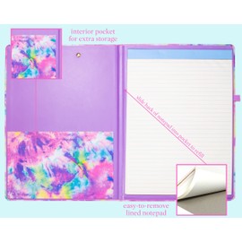 Steel Mill & Co Cute Clipboard Folio with Refillable Lined Notepad and Interior Storage Pocket for Women (Tie Dye)