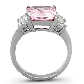 YourJewelleryBox PINK SAPPHIRE EMERALD CUT AAA GRADE CZ CUBIC ZIRCONIA RING MTK1224PB L