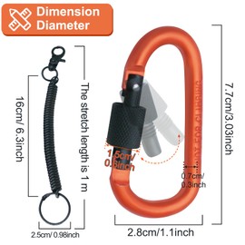 Aluminum Carabiners Screw Lock D-Ring - Versatile, Lightweight, and Durable Carabiner Clip Hook for Outdoor Activities, Fishing, Hiking, Traveling, Keychain (Multicolour [12Pcs]) [MN12]