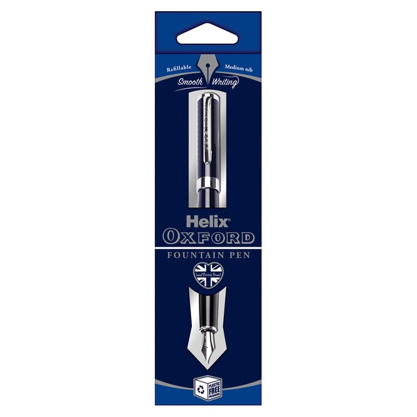 Helix Oxford Premium Fountain Pen (Dark Blue) with Plastic Free Packaging