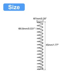 QUARKZMAN Pack of 5 Compression Spring 304 Stainless Steel Spring Spring Tension Spring 7 mm AD 0.8 mm Wire Size 45 mm Free Length Coil Spring Coil Springs Spring Steel Spring Silver