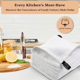 DishCloths Kitchen|Waffle Terry Weave Hand Towels|Cotton 12x12" Reusable Dish Rags Washing Scrub Cleaning Dishes|Dish Bar Mop Towels Hand Wipes|Spring Easter Basket Decor|6 Pc Set-White