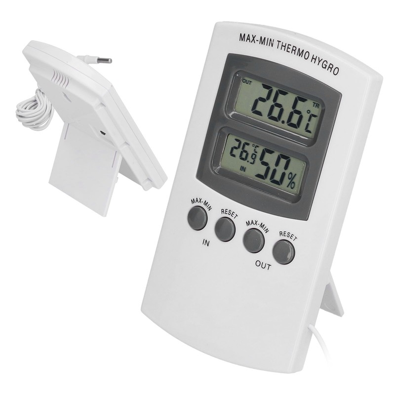 LCD Temperature and Humidity Monitor WallMountable Wired Flower Planting Hygrometer
