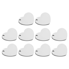 PATIKIL 10pcs Heart Charm, 5mm Heart Pendant Metal Stamping Blanks Tags Stainless Steel Blank Stamping Tags Pendant for Laser Engraving, Silver Tone