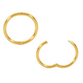 Gold Plated Sterling Silver Hand Made In Australia Hinged Hoop Sleeper Earrings Nose Lip Septum Ring Nickel Free Hypoallergenic (8mm)