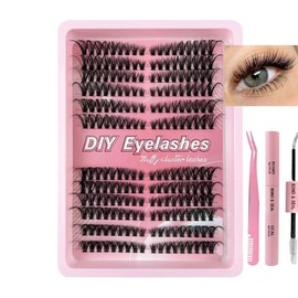 Cluster Lashes Lash Extension D Curl 40D 216Pcs Lash Clusters Individual Lashes Soft DIY Eyelash Extensions Mixed Tray Eyelash Clusters Easy Diy Lash Natural Look (40D-0.07D,8-16mm)