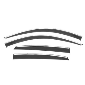 IKON MOTORSPORTS Tape on Window Visors W/Chrome Trim Compatible with 2018-2025 Honda Accord, PMMA Polymethyl Methacrylate Smoke/Tinted Rain Guards, Side Window Wind Deflectors 4PCS