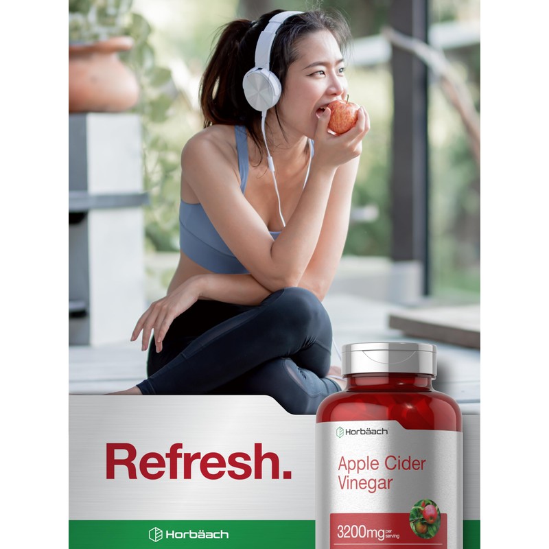 Horbäach Apple Cider Vinegar Caplets 3200mg | 180 Pills |