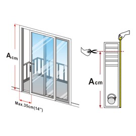 HOOMEE Door Seal for Mobile Air Conditioners with Sewn-on Exhaust Hose Extension for Increased Cooling Performance, for Attaching to Vertical Sliding Doors, Can Be Cut to 4 Lengths 232 x 35 cm